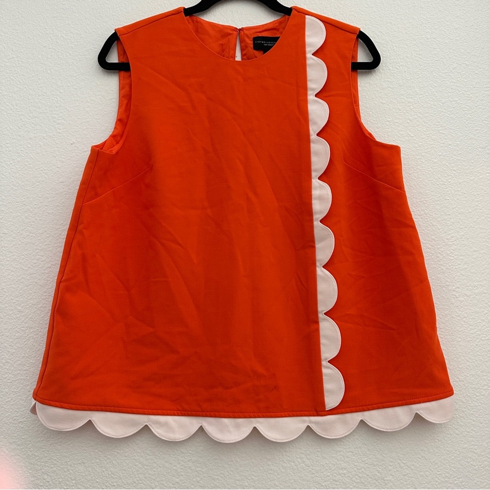 Victoria Beckham For Target Orange Scalloped Top XL
